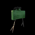 Green Military Target With Tripod Stand And Aiming Device Front Facing Enemy