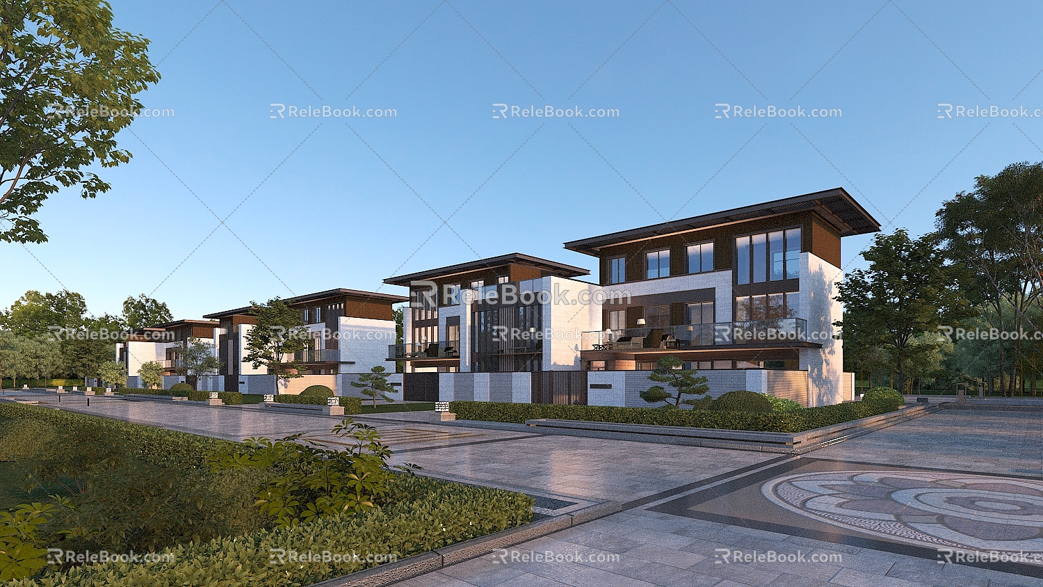 Modern Double House Villa 3d model