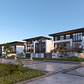 Modern Double House Villa 3d model