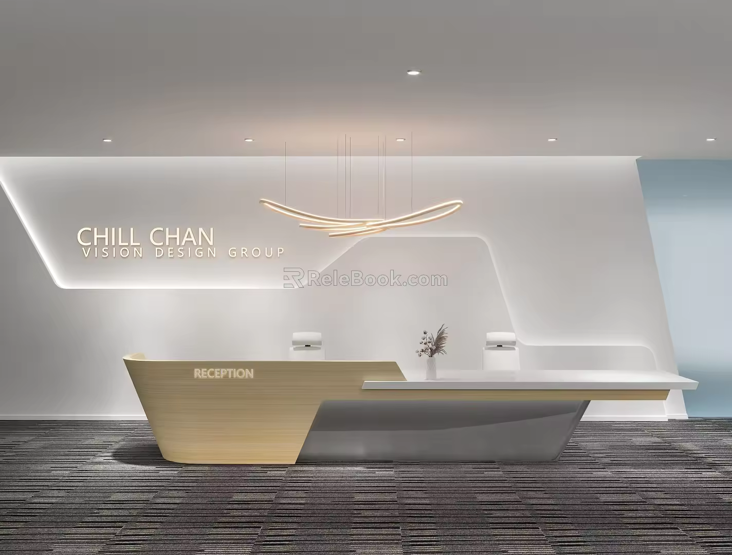 Modern Front Office Front Desk 3d model