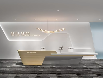 Modern Front Office Front Desk 3d model