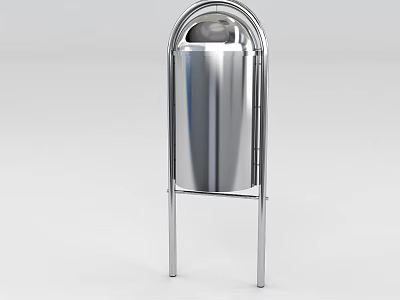 Modern Stainless Steel Trash Can With Arched Top And Stand Design 3d model