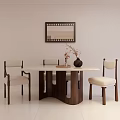 Middle and Ancient Mirror-Silent Wind Dining Chair Combination 3d model