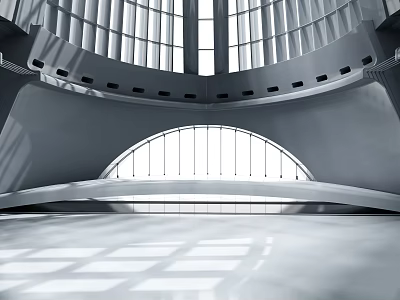 Modern Architectural Interior Space With Arched Windows 3d model