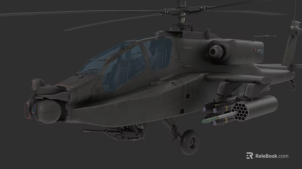 Military Attack Helicopter Weapon System Featuring Missile Pods And Rotors 3d model 