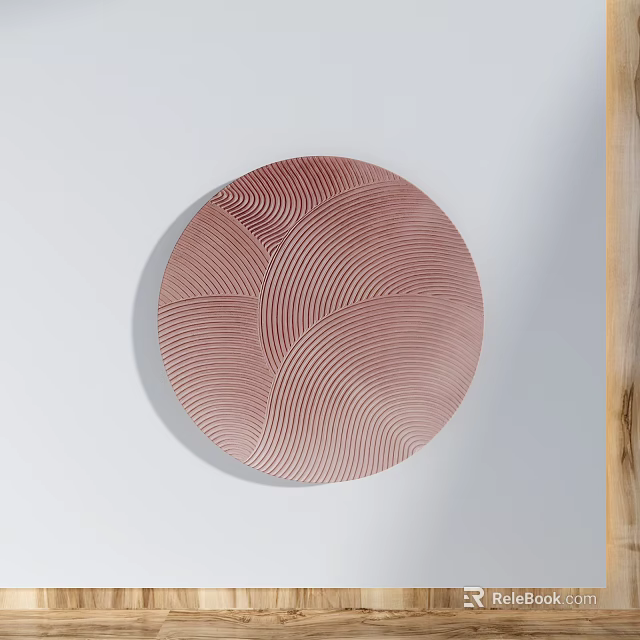 Modern Pink Circular Wall Decor With Wavy Striped Pattern For Interior Design 3d model