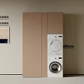 Modern Balcony Cabinet Design With Built in Washing Machine And Dryer Storage