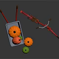 Red Bicycle with Wheelbarrow and Colorful Pumpkins on Black Surface