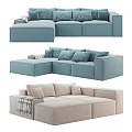 Multi-person Sofa Combination Large Sofa Square Sofa Pillow Towel 3d model