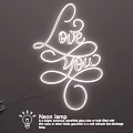 Neon Lamp With Love You Text Design And Red Blue White Yellow Green Pink Colors