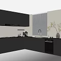 Modern Kitchen With Black Cabinets Stove Sink Dishwasher And Window View