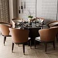 New Chinese Dining Table and Chair Combination 3d model