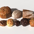 Bread Food Food Doughnut Chocolate Bread Early Breakfast Snack Sweets Cake Pastry Oatmeal Bread Coarse Grain Bread 3d model