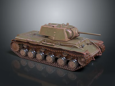 Military Green Armored Tank With Heavy Duty Tracks And Turret Gun Barrel Design 3d model