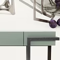 Modern Console Table With Glass Top Metal Frame Lamp And Artwork