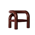 Modern Minimalist Accent Chairs With Dark Brown Light Brown Curved Armrests And Leather Upholstery