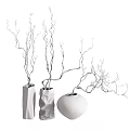 Textured Stone Vases In Cylindrical Irregular And Round Shapes With Natural Branches