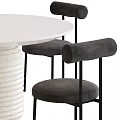 Modern Dining Table Set With White Textured Base And Black Upholstered Chairs 3d model