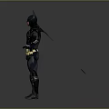 Batman Game And Movie Character 3D Render With Black Costume Yellow Utility Belt And Bat Cape