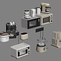 Essential Kitchen Appliances Collection With Coffee Maker Microwave Rice Cooker And Blender 3d model