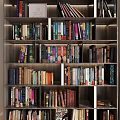 Multilayer Bookshelf with Assorted Colorful Books as Decorative Interior Shelf Arrangement