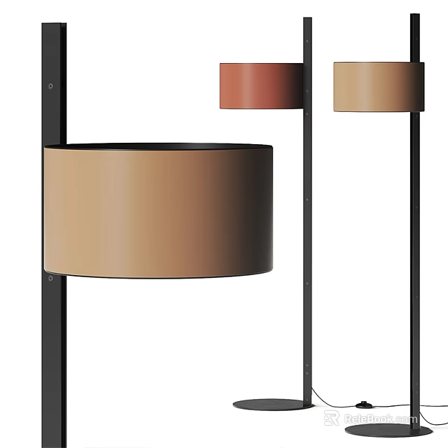 Modern Floor Lamp With Cylindrical Shades In Beige And Brown Tones 3d model 