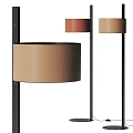 Modern Floor Lamp With Cylindrical Shades In Beige And Brown Tones