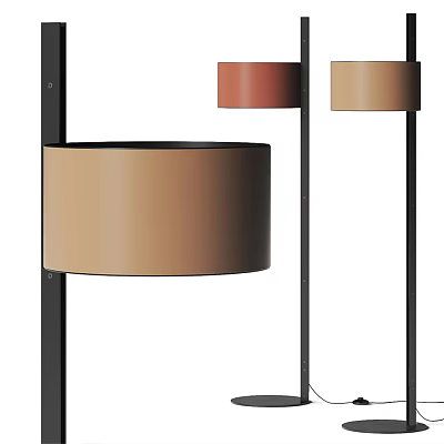 Modern Floor Lamp With Cylindrical Shades In Beige And Brown Tones 3d model