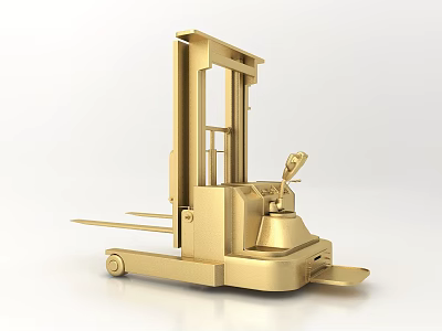 Golden Forklift Model Decorative Figurine With Shiny Surface For Modern Home Office Decoration 3d model