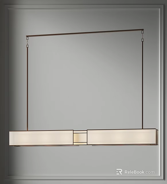 Modern Linear Pendant Light With White Shade And Metal Frame Design 3d model