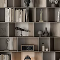 Modern Wooden Shelving Unit with Books Decorative Items and Layered Storage Design