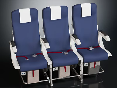 Comfortable Blue Seats With White Backrests Armrests Seat Belts And Storage Pockets 3d model