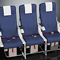 Comfortable Blue Seats With White Backrests Armrests Seat Belts And Storage Pockets