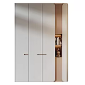 Modern White Wardrobe With Sleek Design And Built in Shelf For Books And Decorative Items