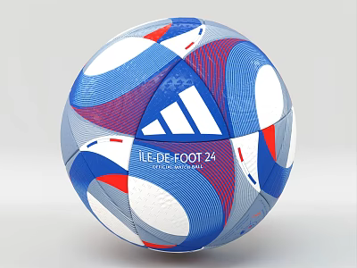 Adidas UEFA EURO 24 Official Match Football With Blue Red White Gray Patterns 3d model