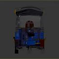 Blue Decorated Three Wheeled Vehicle With Canopy Yellow Accents And EFA Logo