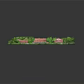 Modern Campus Architectural Model with Red Roof Buildings Green Spaces and Sports Field