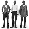 Male Mannequins Wearing Formal Suits White Shirts And Long Coats