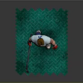 Male Character Wearing White Tank Top Blue Jeans Red Gloves Holding Hammer On Green Mat