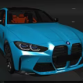 Stylish Blue Sporty Car With Black Roof Orange Interior And Modern Design