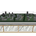 Commercial Equipment Architectural Model Featuring Transparent Cover Marble Base Detailed Buildings and Green Spaces