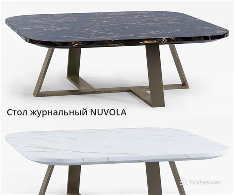 Modern Sofa And Coffee Table Set With Dark And White Marble Tops And Metal Bases 3d model 