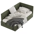 Cozy Kids Bed With Soft Pillows And Warm Blankets In Upholstered Design