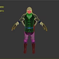 Armored Fantasy Character With Green Silver Armor And Helmet Standing Pose