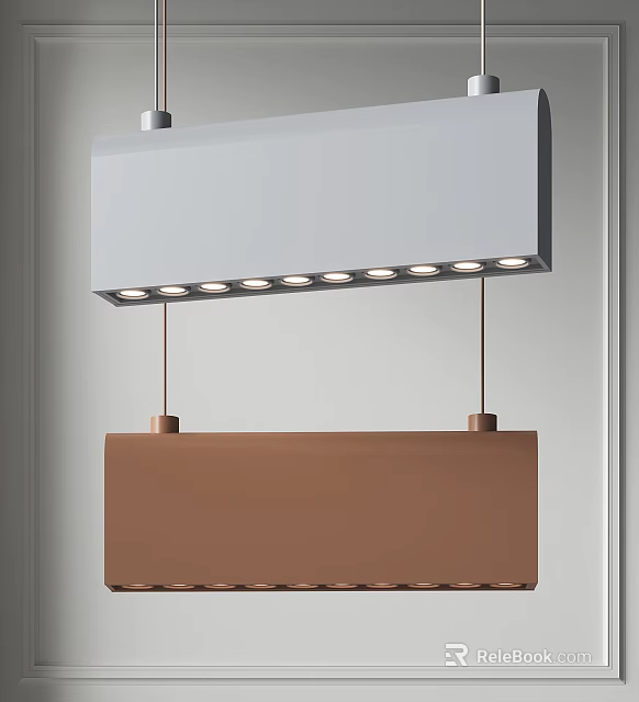 Modern Pendant Light Design With Gray And Brown Rectangular Shades And Hanging Lights 3d model