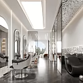 Modern Beauty Salon Interior With Stylish Mirrors Comfortable Chairs And Elegant Lighting Design
