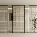 Modern Interior Room Dividers With Geometric Patterns And Glass Panel Designs 3d model