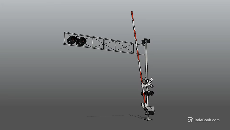 Railroad Crossing Outdoor Traffic Signal Lights with Red Illumination and Safety Control Features 3d model 