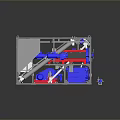 Industrial Tire Manufacturing Machine With Metal Frame And Blue Red Components