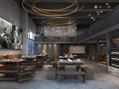 Industrial LOFT Hot Pot Shop 3d model